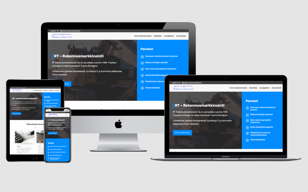 WordPress kotisivut yritykselle RT-Rakennusmarkkinointi Oy