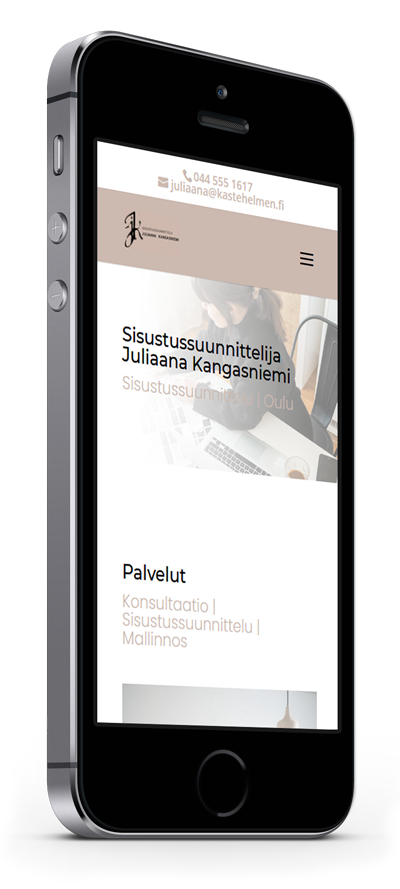 Mobiilioptimointi, kotisivut yritykselle Sisustussuunnittelija Juliaana Kangasniemi toteuttaa Kotisivusi.fi.