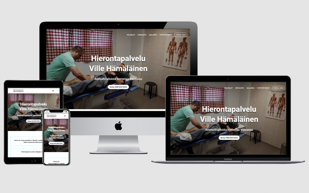 WordPress kotisivut yritykselle Hierontapalvelu Ville Hämäläinen